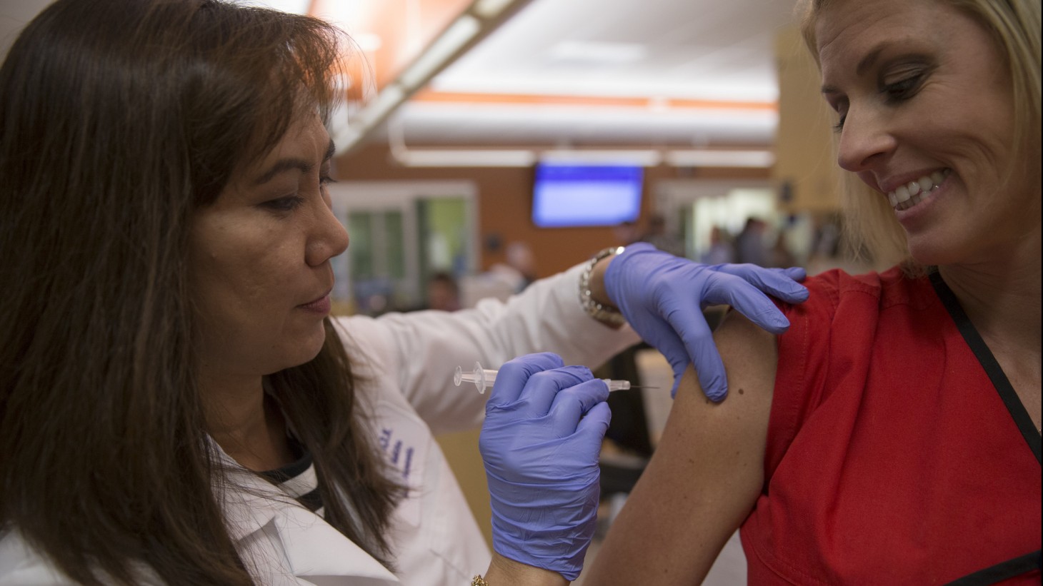 woman getting a flu shot