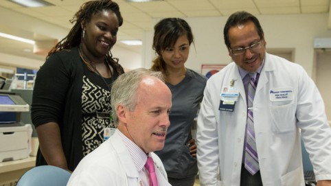 Baldwin Park Medical Center UBT Consultant Charisse Lewis; Administration Area Medical Director John Bigley; Critical Care RN Sheryl Magpali, UNAC/AFSCME; Critical Care and Clinical Operations Director Felipe Garcia.