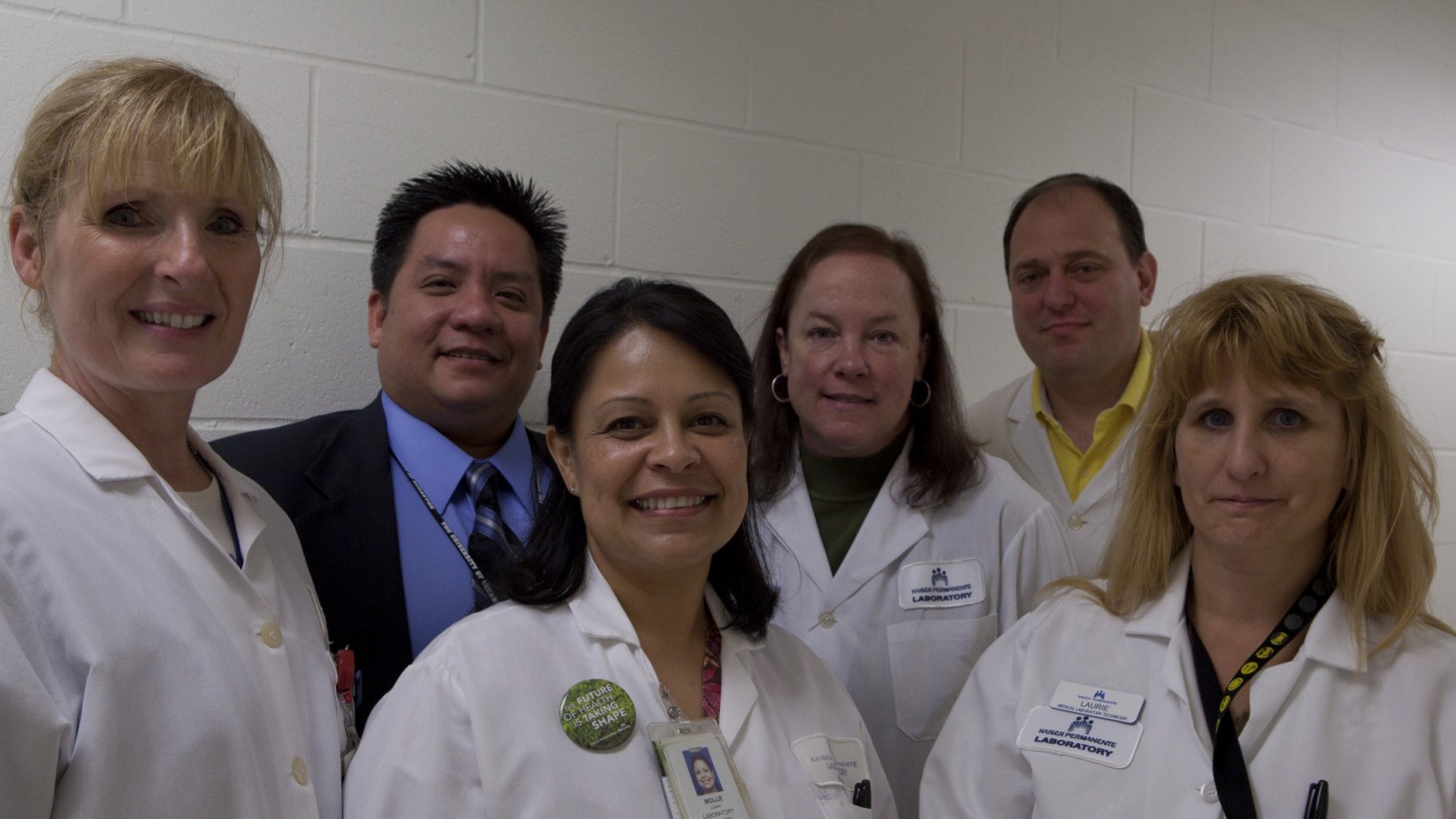 Tualatin Clinic Lab. Phlebotomist Jeanene Peters; Lab Supervisor Ben Hofilena; Phlebotomist Mollie Lucero. LU 49; Med Lab Tech Brandy Dowling. OFNHP; Phlebotomist Ervin Ramky and Medical Lab Tech Laura Schneider. OFNH